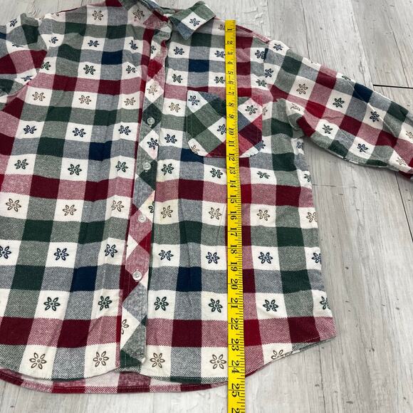 American Sweetheart Flannel Soft Fall Plaid Floral Long Sleeve Button Down Shirt - Picture 9 of 9